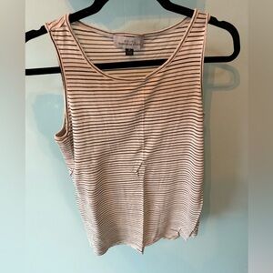 Knit By Hampshire Studio Striped Neutral Tank Top Size Small